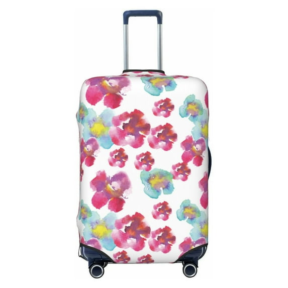 Uemuo Watercolor Flowers Printed Washable Luggage Cover - Fashion Suitcase Protector Fits 18-32 Inch Luggage -