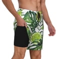thumbnail image 1 of Uemuo Watercolor Green Tropical Pattern Mens Swim Trunks Quick Dry Board Shorts with Mesh Lining, Stretch Beach Shorts Quick Dry No-Chafing Board Shorts-Small, 1 of 9