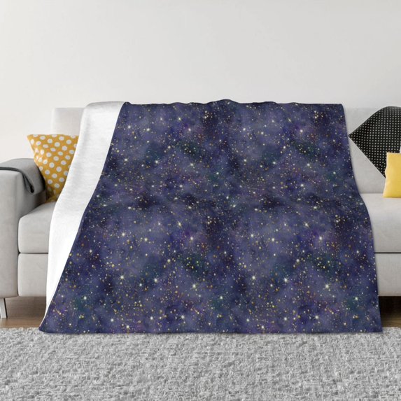 Uemuo Watercolor Indigo Printed Throw Blanket for Couch, Fluffy Fuzzy Blankets for Bed, Sofa, Cozy Flannel Faux Fur Blanket-80"x60"