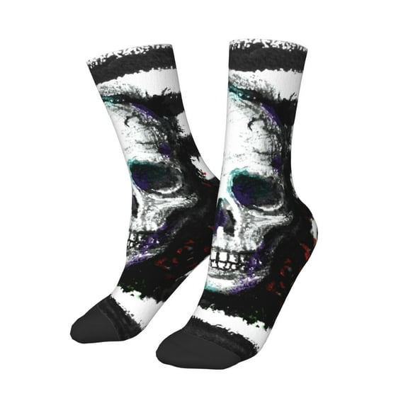 Uemuo Watercolor Skull Printed Kids Boys Socks Seamless Crew Socks Crazy Funny Athletic Sport Socks for Children
