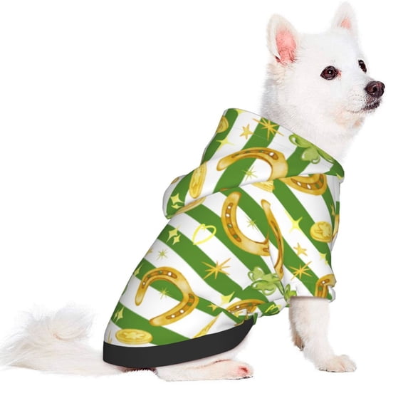 Uemuo Watercolor St Patrick Day for Winter Dog Hoodie Sweatshirts with Pockets Warm Dog Clothes for Small Dogs Chihuahua-Small