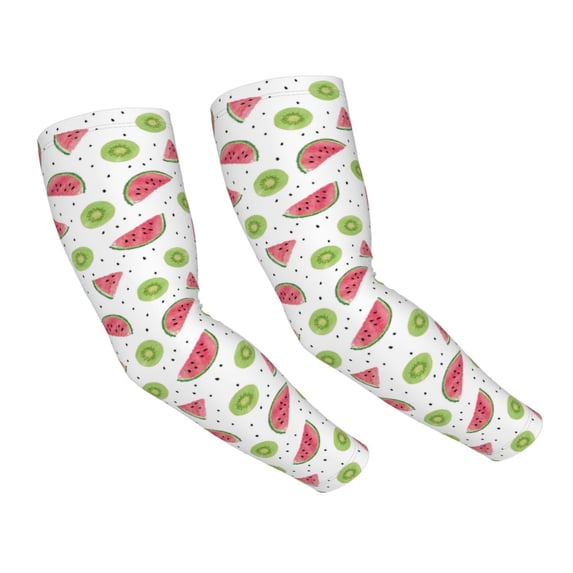 Uemuo Watermelon And Kiwi Printed Arm Sleeves, Cooling UV Sun Protection Sports Compression for Men/Women