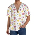 thumbnail image 1 of Uemuo Watermelon And Lemon Pattern Cotton Linen Short Sleeve Shirts,Casual Lightweight Button Down Shirts,Vacation Beach Summer Tops-XX-Large, 1 of 7