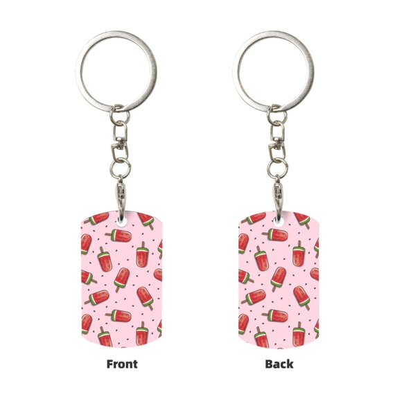 Uemuo Watermelon Ice Cream Pattern Rectangular Metal Keychain - Durable, Stylish, and Personalized Key Ring for Men and Women,Engraved Keychain,Gift Slim Sturdy Keychain