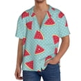 thumbnail image 1 of Uemuo Watermelon Pattern Cotton Linen Short Sleeve Shirts,Casual Lightweight Button Down Shirts,Vacation Beach Summer Tops-4X-Large, 1 of 7