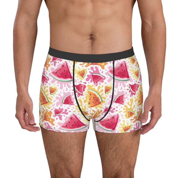 Uemuo Watermelon Pattern Men's Boxer Briefs,Trunk Anti-Chafing,Comfortable, Durable, and Stylish Underwear-Large