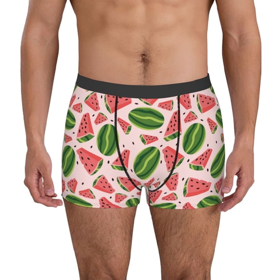 Uemuo Watermelon Pattern Men's Boxer Briefs,Trunk Anti-Chafing,Comfortable, Durable, and Stylish Underwear-Medium