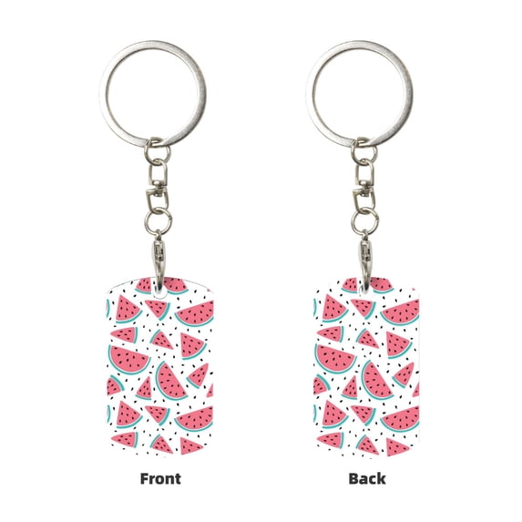 Uemuo Watermelon Pattern Rectangular Metal Keychain - Durable, Stylish, and Personalized Key Ring for Men and Women,Engraved Keychain,Gift Slim Sturdy Keychain