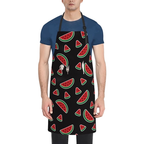 Uemuo Watermelon Pattern Waterproof Apron Adjustable Dishwasher Apron- Apron for Women Men Heavy Duty Work Apron for Dishwashing Chemical Lab