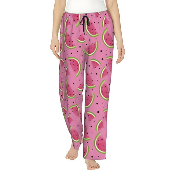 Uemuo Watermelon Pattern Women's Wide Leg Palazzo Lounge Pants with Pockets Light Weight Loose Comfy Casual Pajama Pants-