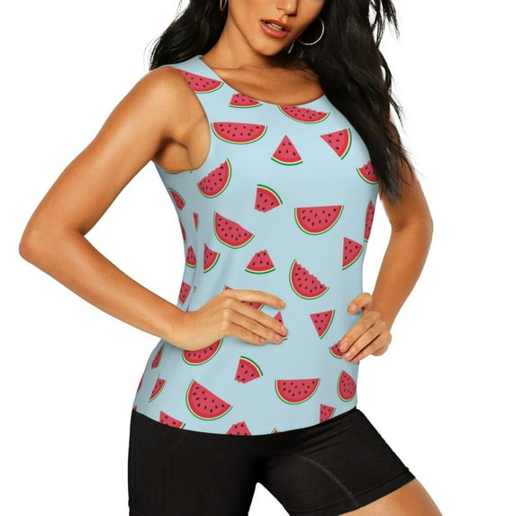 Uemuo Watermelon Pattern Workout Tank Tops for Women Breathable Moisture-wicking tank top Sleeveless Running Loose Fit Yoga Tops Active Shirts Sports Gym Exercise