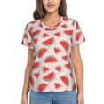 thumbnail image 1 of Uemuo Watermelon Printed Women's Classic V-Neck T-Shirt - Soft, Breathable, Moisture-Wicking, Perfect for Casual, Office, Travel, and Everyday Wear-Small, 1 of 5