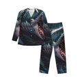 thumbnail image 1 of Uemuo Wave Chain Shark Pattern 2-Piece Loungewear Set - Men’s Soft Sleepwear, Cozy Winter PJs, Comfy Sleep Set-, 1 of 7