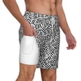thumbnail image 1 of Uemuo Weave Geometric Pattern Mens Swim Trunks Quick Dry Board Shorts with Mesh Lining, Stretch Beach Shorts Quick Dry No-Chafing Board Shorts-Medium, 1 of 9