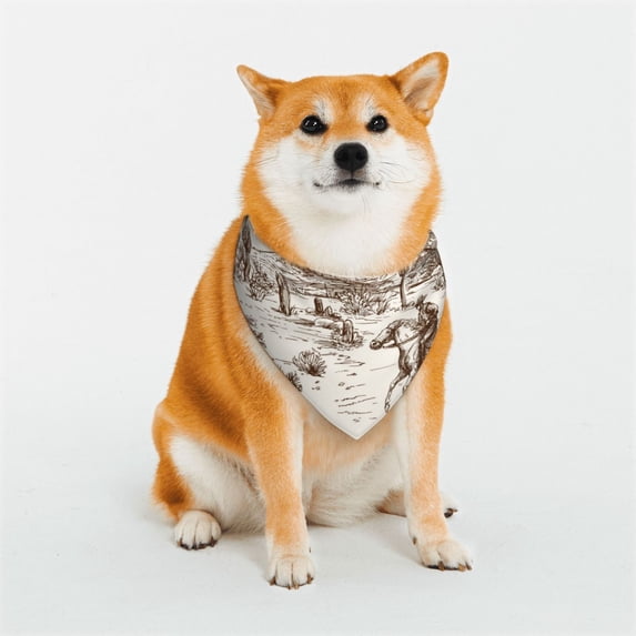 Uemuo Western Desert Cowboys3 Summer Dog Bandanas,Cat Pet scarf,Soft Cotton Puppy Cat Scarfs Washable,Pets Gift-Medium