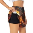 thumbnail image 1 of Uemuo Western Fire Cowboy Pattern Women's Athletic Shorts High Waisted Running Shorts with Liner Pockets Gym Elastic Workout Shorts-, 1 of 9