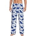 thumbnail image 1 of Uemuo Whale Pattern Men's Wide Leg Palazzo Lounge Pants with Pockets Light Weight Loose Comfy Casual Pajama Pants-Large, 1 of 9