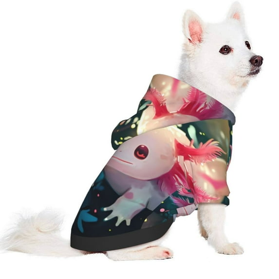 Uemuo Whimsical Axolotl Fantasy for Winter Dog Hoodie Sweatshirts with Pockets Warm Dog Clothes for Small Dogs Chihuahua-X-Large