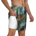 thumbnail image 1 of Uemuo Whimsical Cats Night Cafe Pattern Mens Swim Trunks Quick Dry Board Shorts with Mesh Lining, Stretch Beach Shorts Quick Dry No-Chafing Board Shorts-Small, 1 of 9
