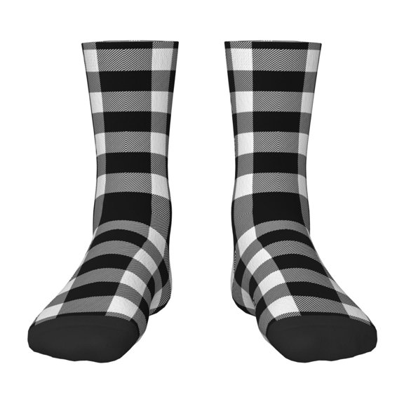 Uemuo White And Black Plaid Printed Kids Boys Socks Seamless Crew Socks Crazy Funny Athletic Sport Socks for Children
