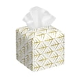 thumbnail image 1 of Uemuo White And Gold Geometry Tissue Box Cover Holder, Square with Bottom Belt - PVC Leather Decorative Organizer for Tabletop, Bathroom, Car, Office, 1 of 8