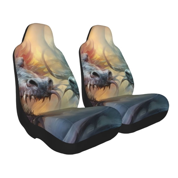 Uemuo White And Red Storm Dragon Pattern Car Seat Covers for Front Seats Waterproof Seat Covers for Cars, Universal Auto Front Seats Protector Fits for Car-1