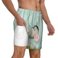 thumbnail image 1 of Uemuo White Bunny Bottom And Easter Eggs Pattern Mens Swim Trunks Quick Dry Board Shorts with Mesh Lining, Stretch Beach Shorts Quick Dry No-Chafing Board Shorts-XX-Large, 1 of 9