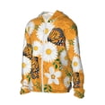 thumbnail image 1 of Uemuo White Floral and Butterflies Pattern Women's Full Zip UPF 50+ Sun Protection Hoodie Jacket Long Sleeve Sun Shirt Hiking Outdoor Performance with Pockets-Small, 1 of 9