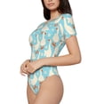 thumbnail image 1 of Uemuo White Geese and Flower Pattern Women's One Piece Short Sleeve Swimsuit Rash Guard Surfing Modest Quick-drying Swimsuit Beach Essentials-Large, 1 of 1