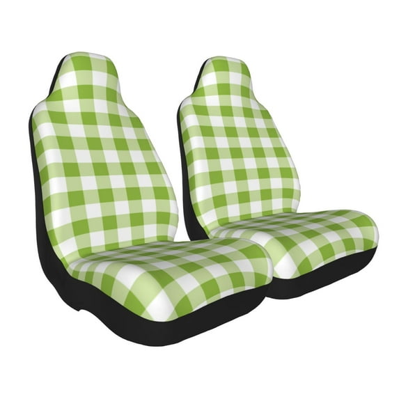 Uemuo White Green Plaid Pattern Car Seat Covers for Front Seats Waterproof Seat Covers for Cars, Universal Auto Front Seats Protector Fits for Car-1
