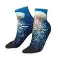 thumbnail image 1 of Uemuo White Jellyfish Dansing in the Ocean Printed Crew Socks, Moisture-Wicking Socks, Athletic Socks for Men Breathable Cushion Socks Casual Sport Socks for Running Traveling, 1 of 6