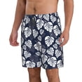 thumbnail image 1 of Uemuo White Leaves Pattern Men's Swim Trunks Hawaiian Beach Bathing Suit Swimsuits Beach Quick-Dry Shorts with Pockets-Medium, 1 of 9