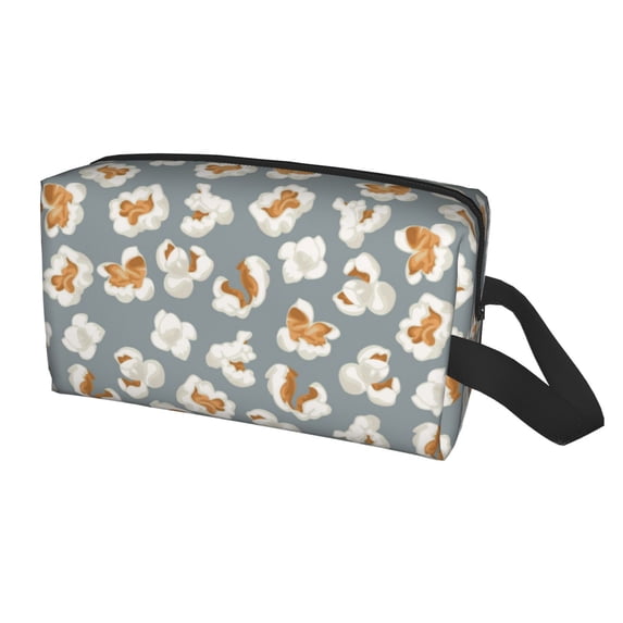 Uemuo White Popcorn Pattern Portable Toiletry Bags with Handle, Waterproof travel Make up Bags for Women, Large Capacity Travel Cosmetic Bags