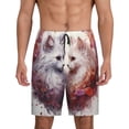 thumbnail image 1 of Uemuo White Red Cat Couple Pattern Men's Short Pajama Pants – Soft & Breathable Lounge Shorts, Elastic Waistband with Pockets, Lightweight Sleepwear for All-Season Comfort-X-Large, 1 of 6