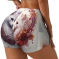 thumbnail image 1 of Uemuo White Red Cat Couple Pattern Women Workout Impact Shorts Scrunch Butt Lifting Gym Shorts Seamless Booty Biker Shorts-Small, 1 of 8