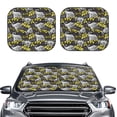 thumbnail image 1 of Uemuo White Retro Off-Road Vehicle Printed 2 PCS Car Windshield Sun Shade, Auto Sun Heat and UV Rays Blocker, Foldable Automotive Front Window Sunshade Protector, 1 of 7