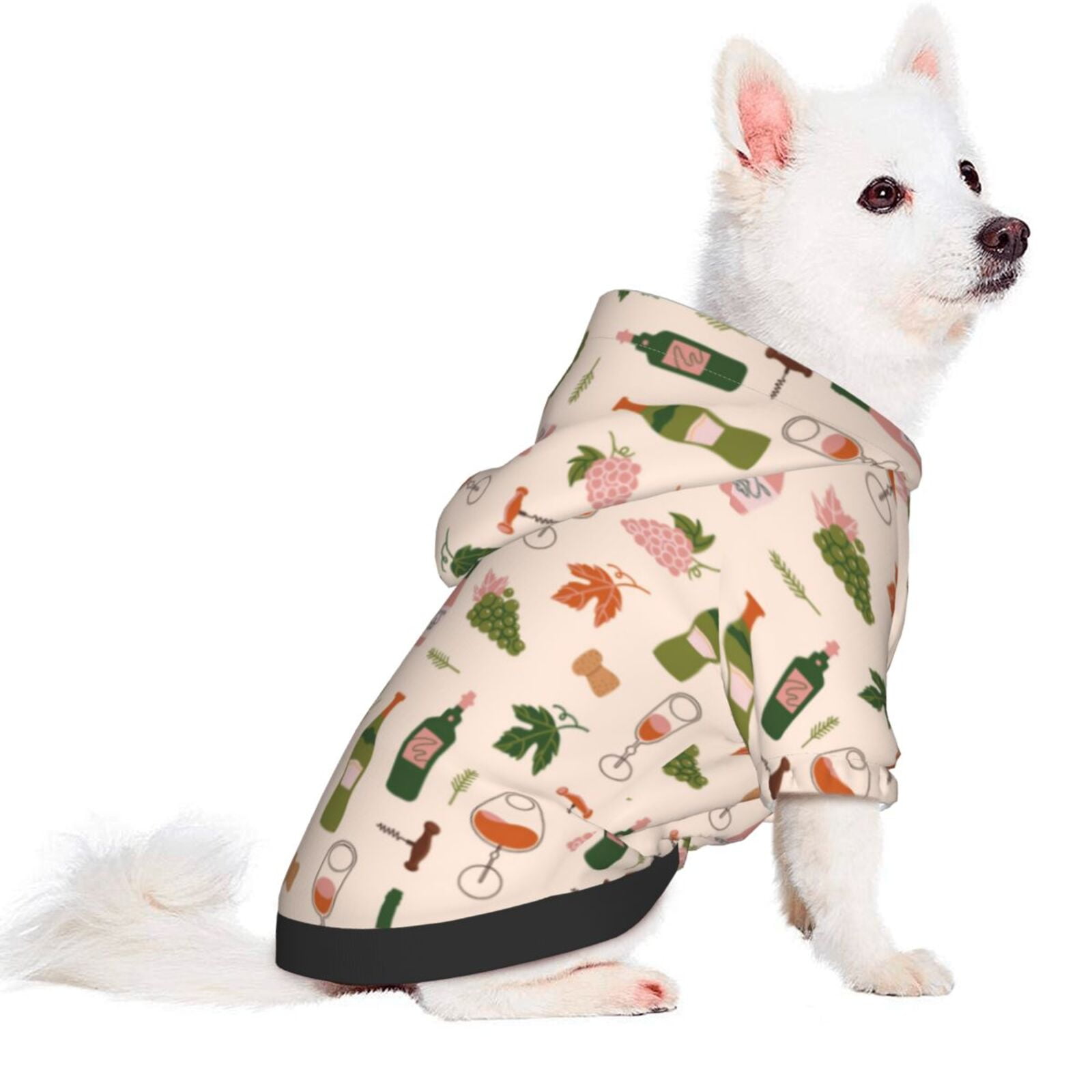 Uemuo Wine Bottles With Grapes for Winter Dog Hoodie Sweatshirts with
