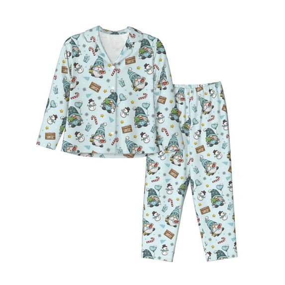 Uemuo Winter Wonderland Light Blue Pattern Womens Pajama Sets,PJ Set for Women,Pajamas for Women Logo,Long Sleeve Pajama Set for Women,Soft Long Sleeve Top With Pants-X-Large