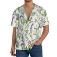 thumbnail image 1 of Uemuo Wisteria Flower Pattern Cotton Linen Short Sleeve Shirts,Casual Lightweight Button Down Shirts,Vacation Beach Summer Tops-3X-Large, 1 of 7