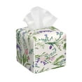 thumbnail image 1 of Uemuo Wisteria Flower Tissue Box Cover Holder, Square with Bottom Belt - PVC Leather Decorative Organizer for Tabletop, Bathroom, Car, Office, 1 of 8