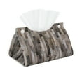 thumbnail image 1 of Uemuo Wooden Texture Pattern Tissue Box Cover Holder, Triangle with Bottom Belt - PVC Leather Decorative Organizer for Tabletop, Bathroom, Car, Office, 1 of 9