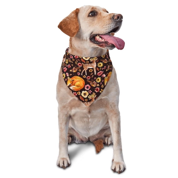 Uemuo Woodland Creatures Floral Pattern Dog Bandanas ,Pet Scarf,Cat Bandanas Bibs,Stylish Pet Wear,Triangle Dog Scarf for Medium Dog or Cat