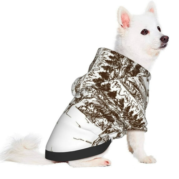 Uemuo Woodland Forest With Deers for Winter Dog Hoodie Sweatshirts with Pockets Warm Dog Clothes for Small Dogs Chihuahua-X-Small