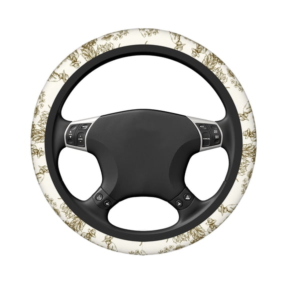 Uemuo Workers Cutting Grapes From Vineyard Printed Car Elastic Steering Wheel Cover - Universal Car Accessory for Diverse Cars Anti-Slip, and Comfortable- 15"