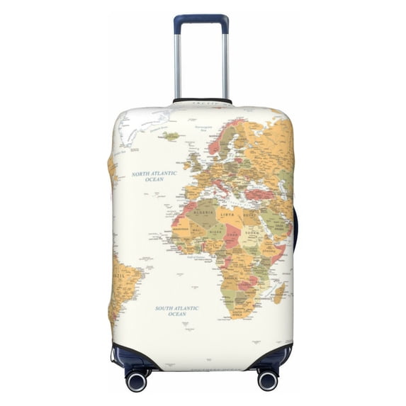 Uemuo World Map 1 Printed Washable Luggage Cover - Fashion Suitcase Protector Fits 18-32 Inch Luggage -Medium