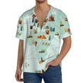 thumbnail image 1 of Uemuo World Travel Map Pattern Cotton Linen Short Sleeve Shirts,Casual Lightweight Button Down Shirts,Vacation Beach Summer Tops-X-Large, 1 of 7
