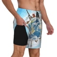 thumbnail image 1 of Uemuo World Travel Pattern Mens Swim Trunks Quick Dry Board Shorts with Mesh Lining, Stretch Beach Shorts Quick Dry No-Chafing Board Shorts-Large, 1 of 9