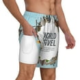 thumbnail image 1 of Uemuo World Travel Pattern Mens Swim Trunks Quick Dry Board Shorts with Mesh Lining, Stretch Beach Shorts Quick Dry No-Chafing Board Shorts-Large, 1 of 9