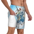 thumbnail image 1 of Uemuo World Travel Pattern Mens Swim Trunks Quick Dry Board Shorts with Mesh Lining, Stretch Beach Shorts Quick Dry No-Chafing Board Shorts-Small, 1 of 9