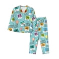 thumbnail image 1 of Uemuo World Travel1 Pattern Womens Pajama Sets,PJ Set for Women,Pajamas for Women Logo,Long Sleeve Pajama Set for Women,Soft Long Sleeve Top With Pants-, 1 of 9